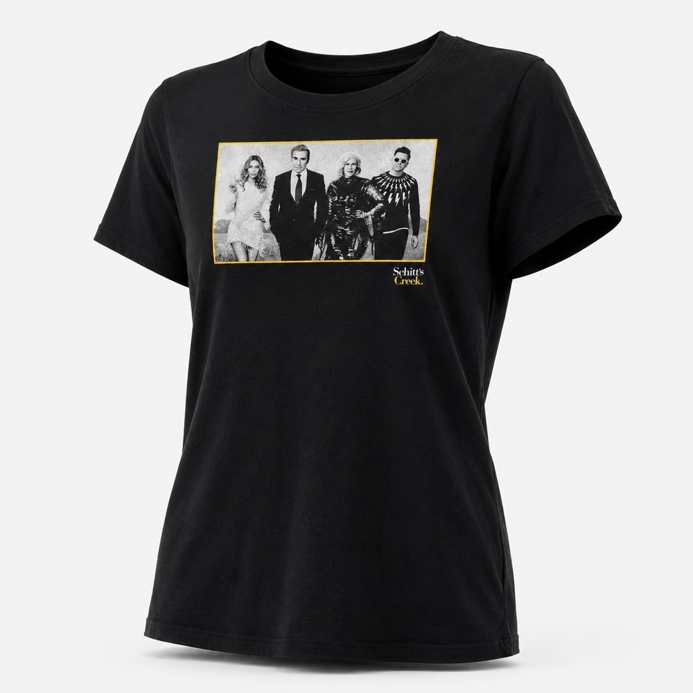 Schitt's Creek Cast Graphic T Shirt Size Small S Black Cast Rose Family Comedy
